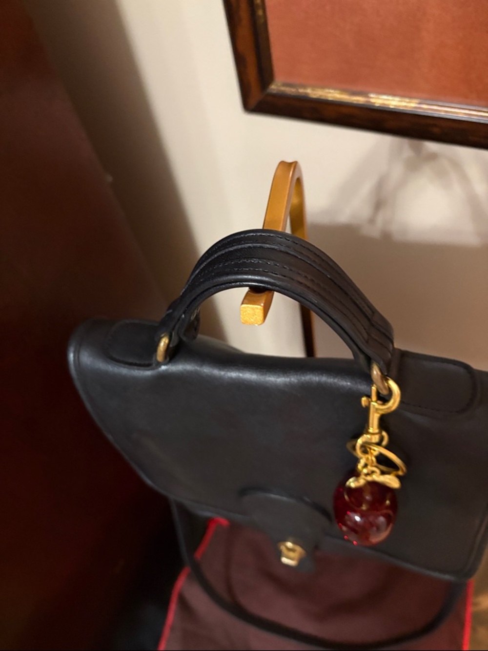 Vintage Coach Station Bag 5130 Black leather turnlock top handle crossbody USA - Picture 3 of 16